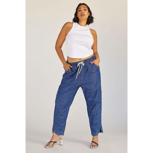 Anthropologie PILCRO Cottage Utility Jeans Drawstring Waist Pull-onPants Sz XL - Picture 4 of 9